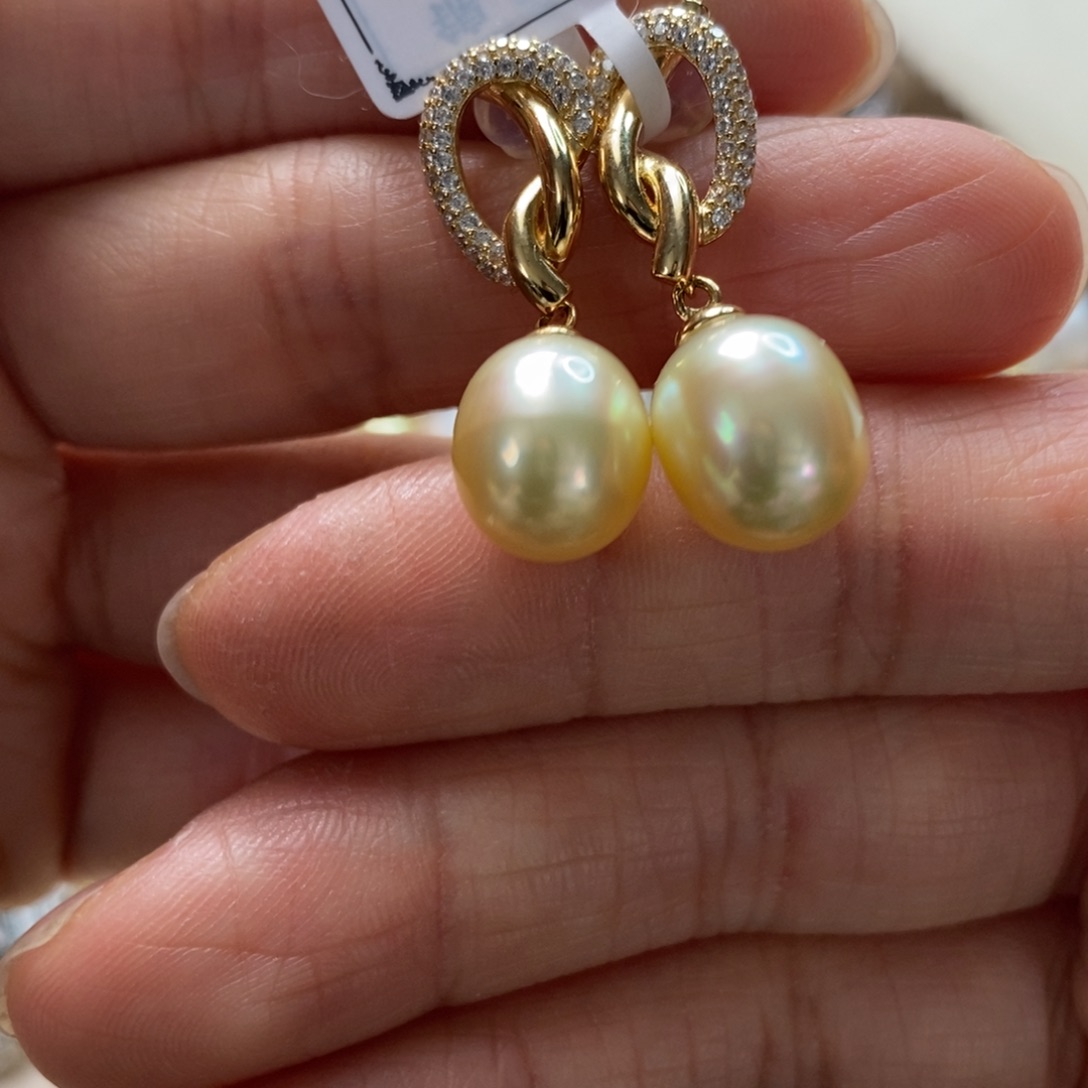 银S925镶嵌海水珍珠耳饰