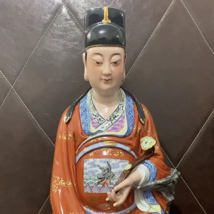 景德镇陶瓷器文昌帝君神像摆件托印文曲星瓷像祝金榜题名装饰52cm