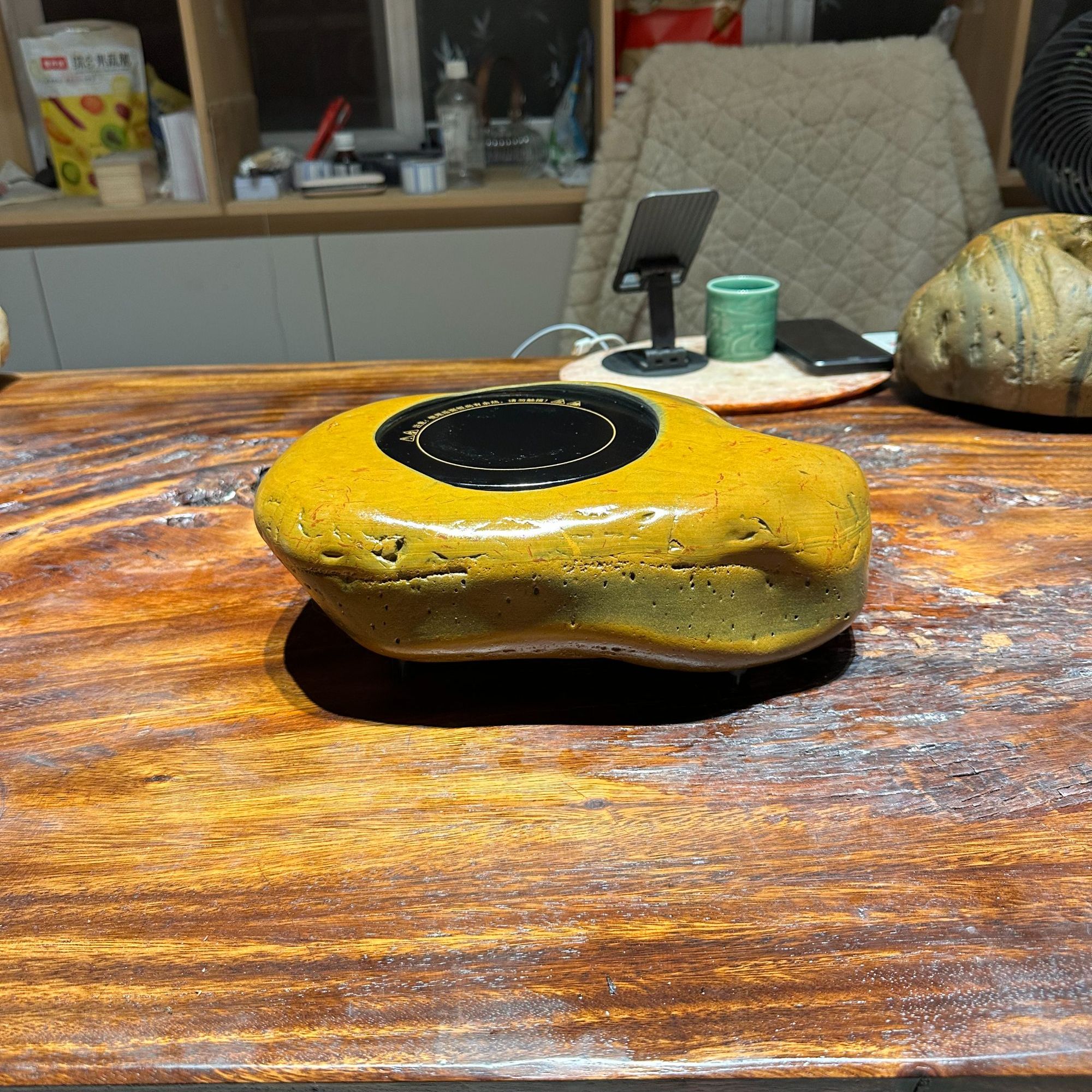 贵州奇石茶炉煮茶器电陶炉煮茶器家用茶道烧水创意耐热一体黑色