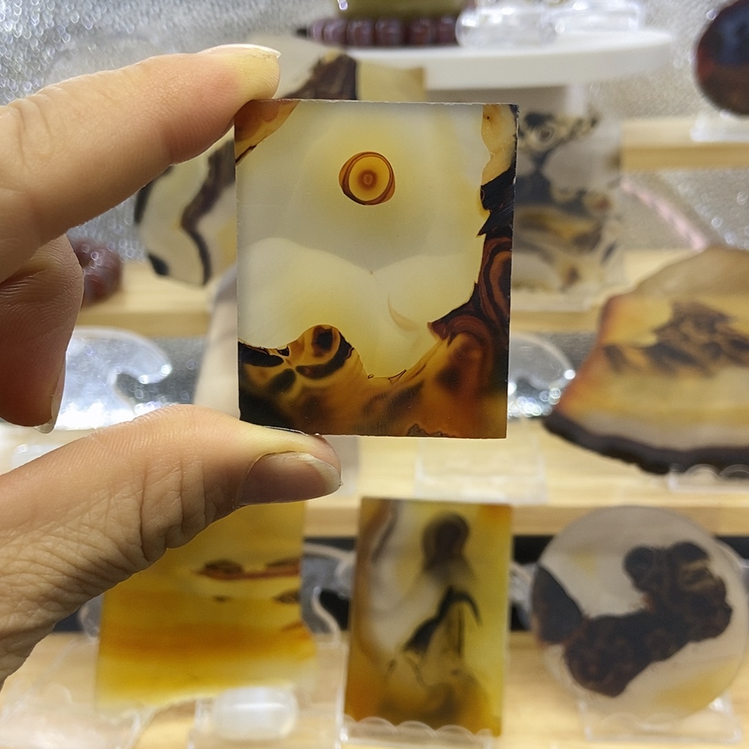 定制玛瑙巴玉玛瑙象形花牌不退不换