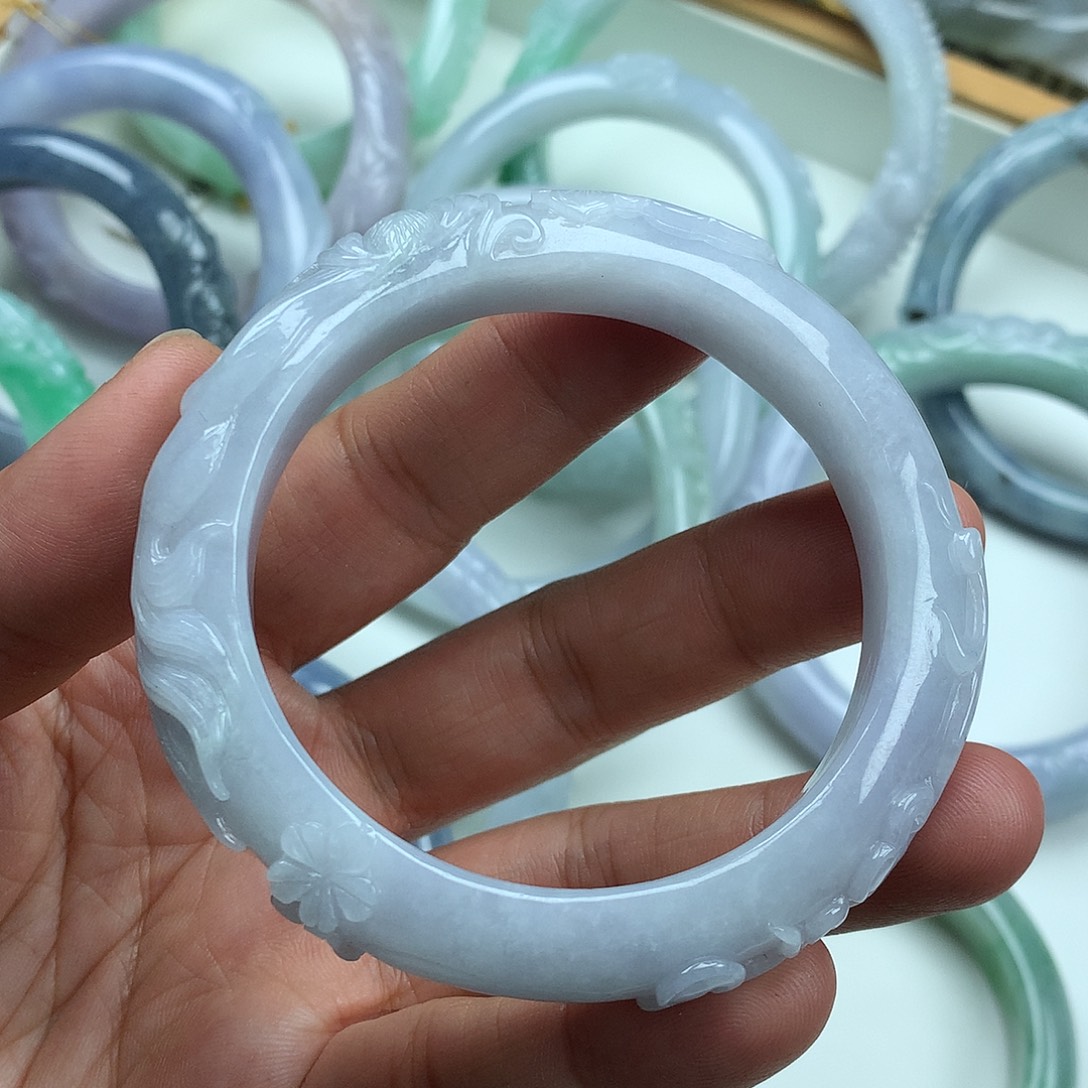 翡翠未镶嵌手镯天然翡翠53.8