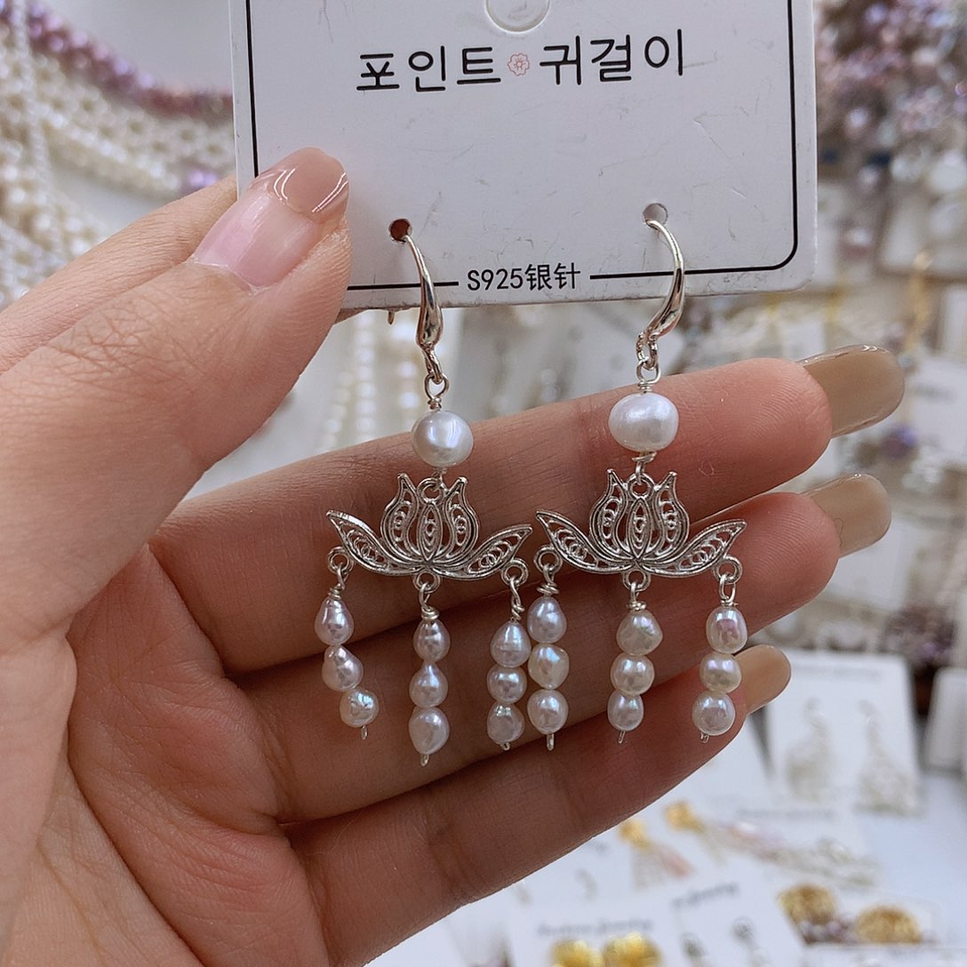 项链银S925镶嵌淡水珍珠