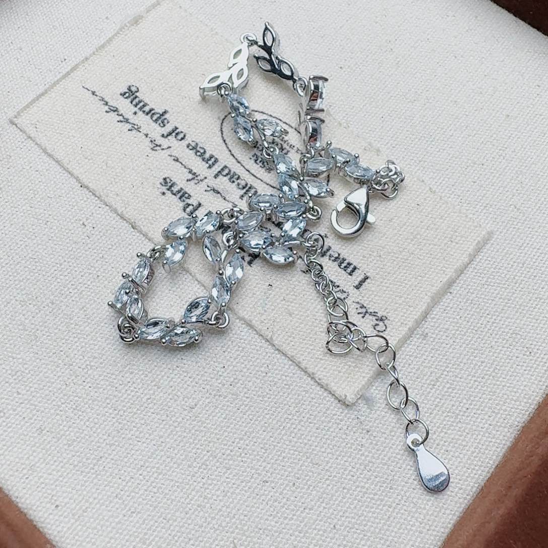 海蓝宝石手链银S925镶嵌手链