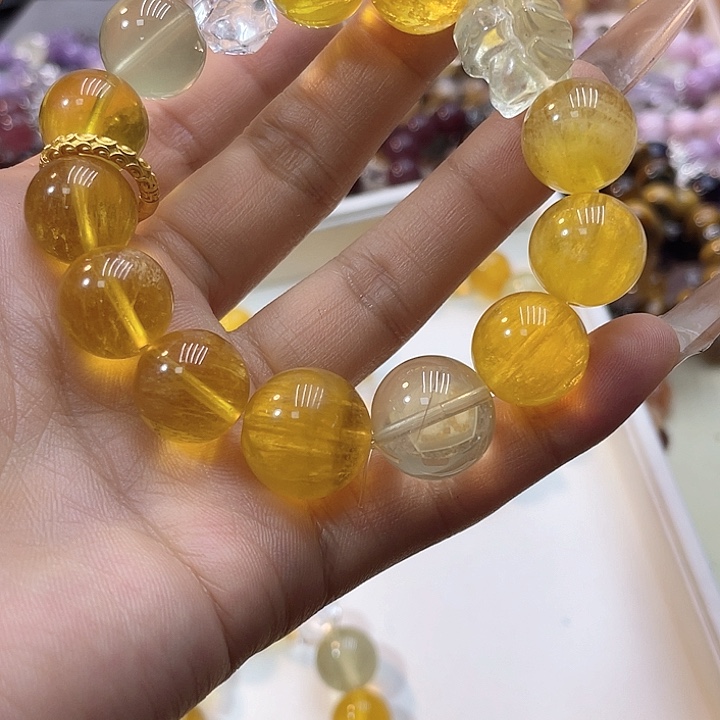 水晶手链银S925镶嵌14.5金萤石