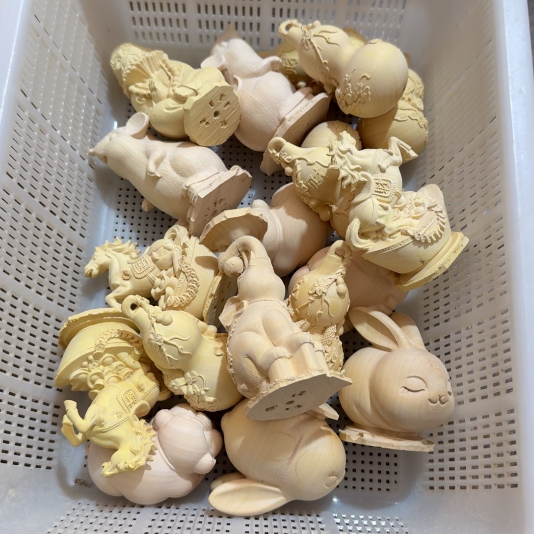 剑***雕黄杨木小叶黄杨木手把件19个有瑕