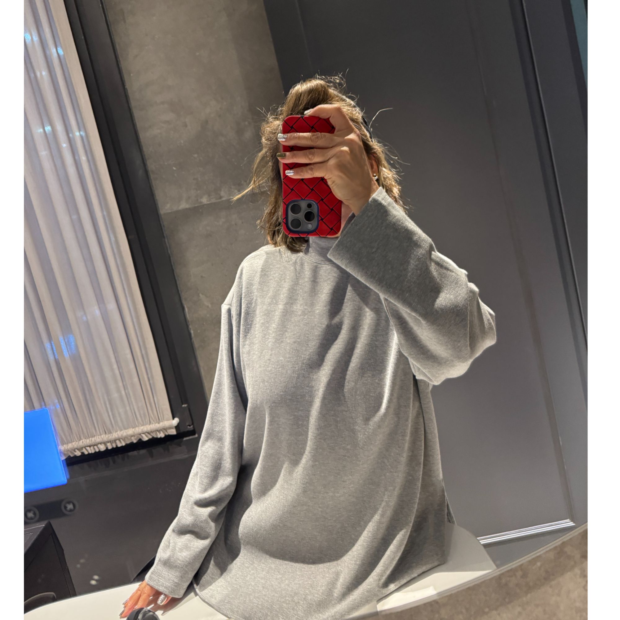 COCOLINDA| 半高领磨毛开衩慵懒廓形长袖T2554