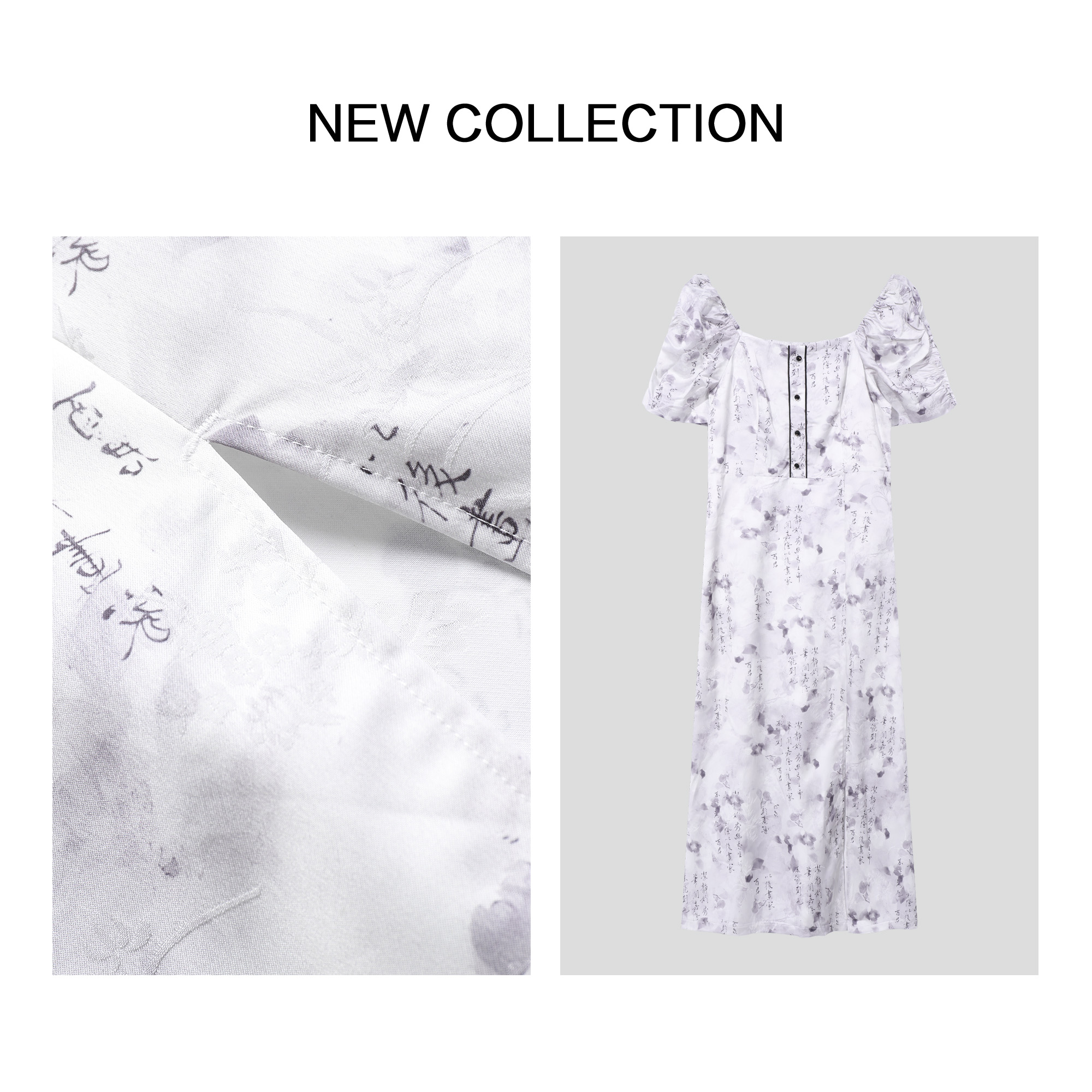 【小依专享】L3F28051夏季长款国风书法气质连衣裙-8051