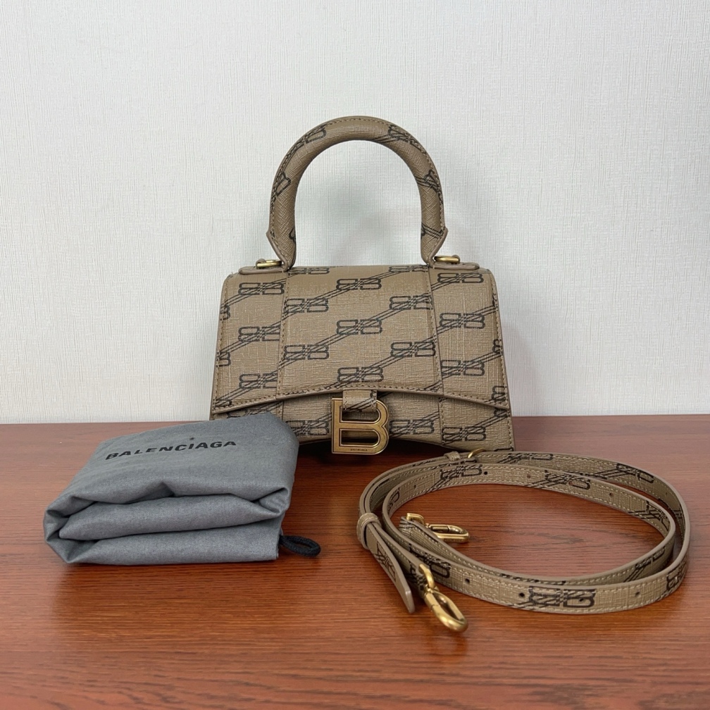 95新 Balenciaga/巴黎世家 巴黎世家老花沙漏XS手提单肩包cj7350