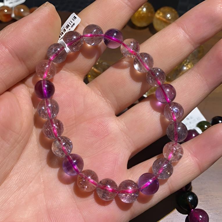 天然高品质超七单圈水晶彩色简约情侣百搭