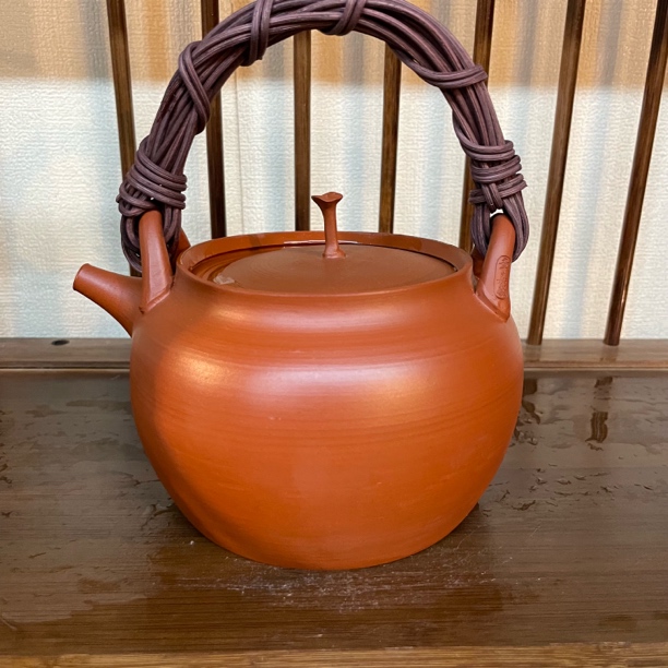 潮州原矿红泥砂铫壶藤提梁薄胎陶壶围炉煮茶烧水炭炉茶器