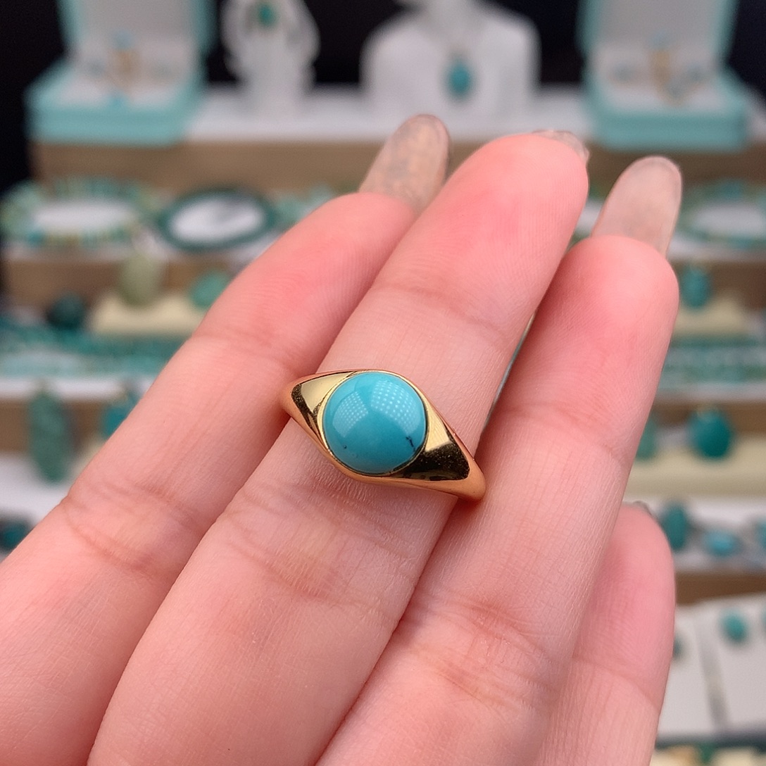 绿松石银S925镶嵌戒指