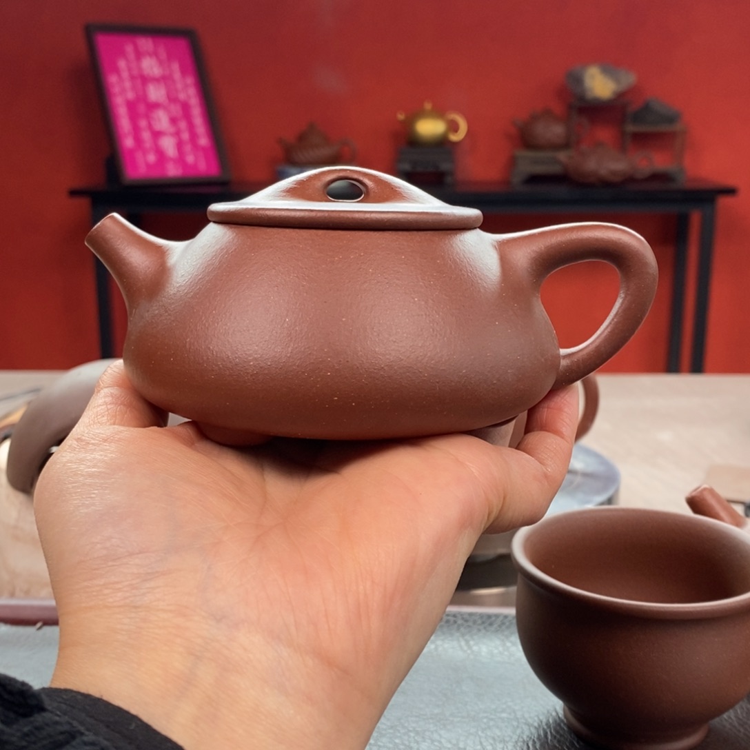 茶壶紫砂底槽清景舟石瓢260cc全手➕底槽清杯子