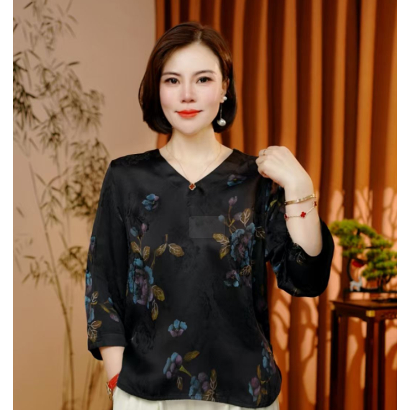 【未然】2025新款早秋新中式T恤中袖刻花时尚优雅气质款280A