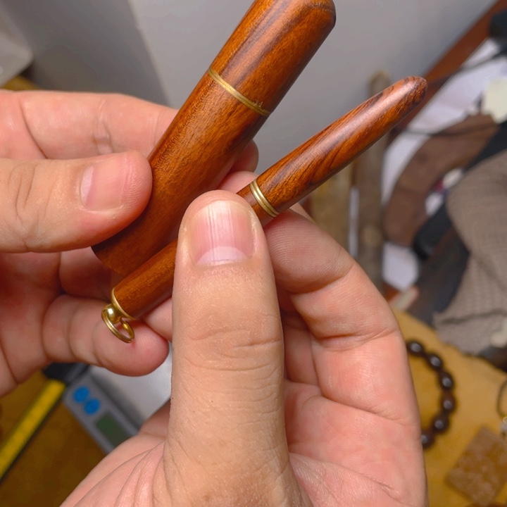 大果紫檀（缅甸花梨）把件牙签筒挖耳勺