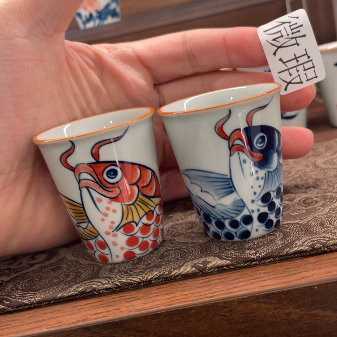 釉下手绘茶具微瑕