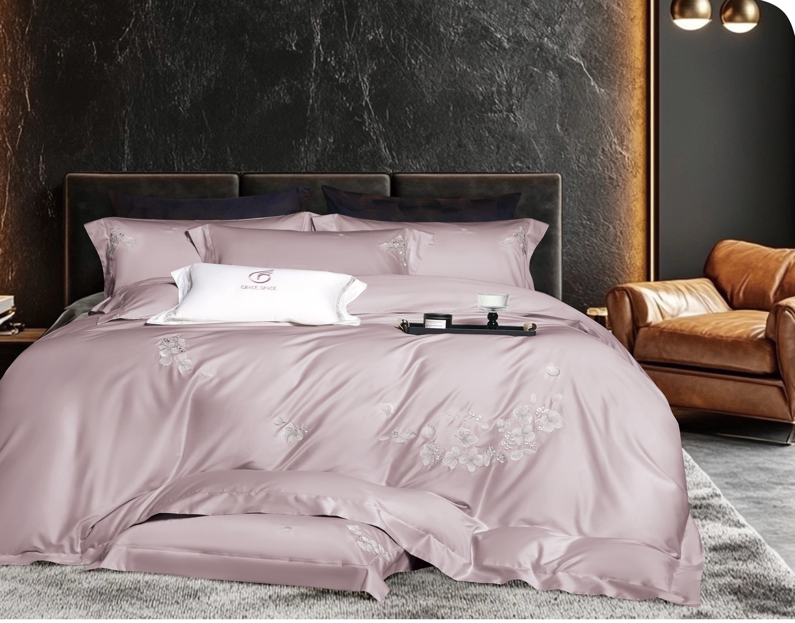 【木槿】新款高奢全棉绣花床品四件套