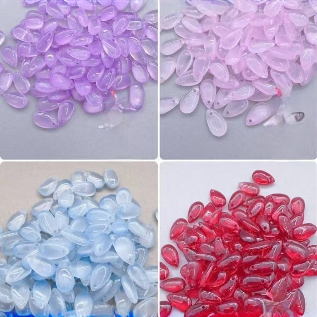 【硕宝家】8x14mm水滴琉璃花瓣吊挂珠流苏diy手工发簪饰品制作材料