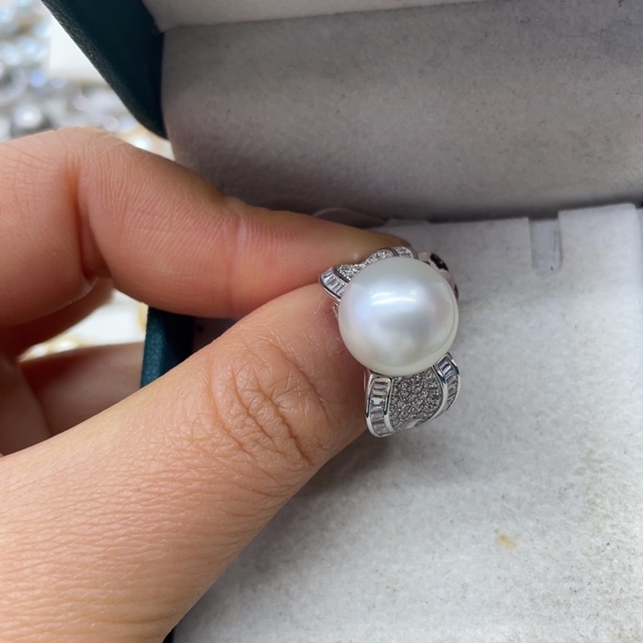 海水珍珠戒指银S925镶嵌