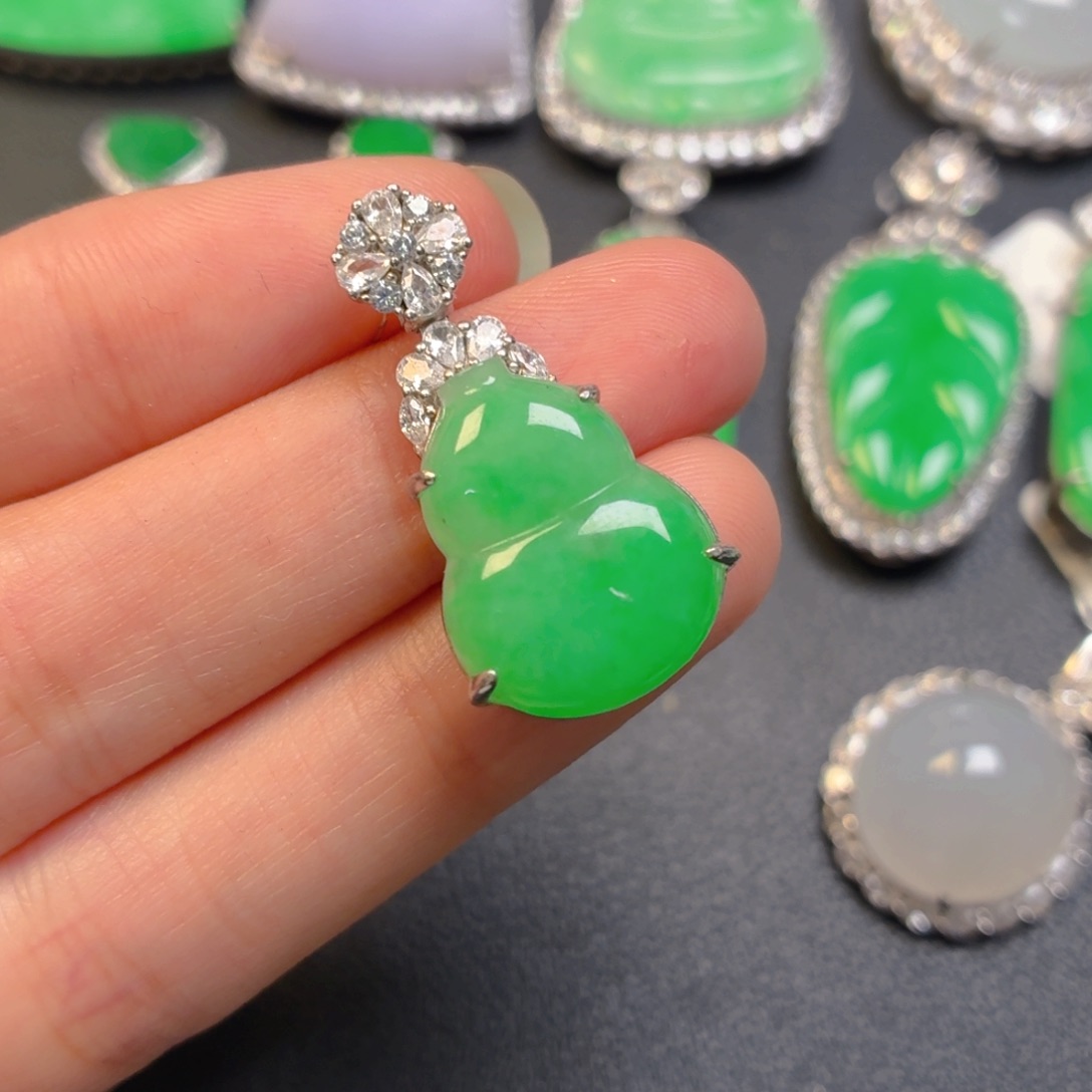 翡翠银S925镶嵌吊坠(不含链)