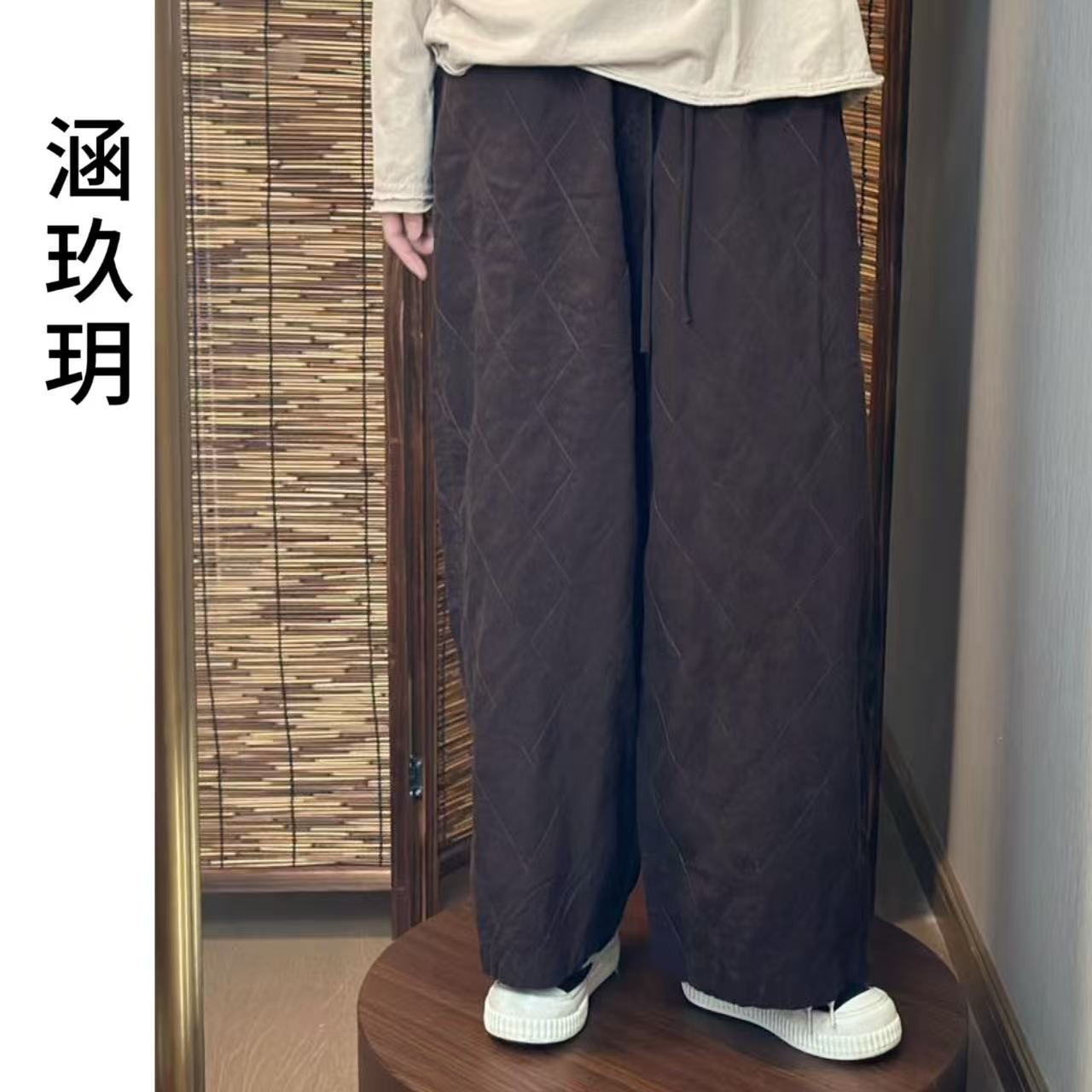 涵玖玥▪100%汉麻【绗线口袋】新款带内衬百搭显瘦直筒裤C-9617
