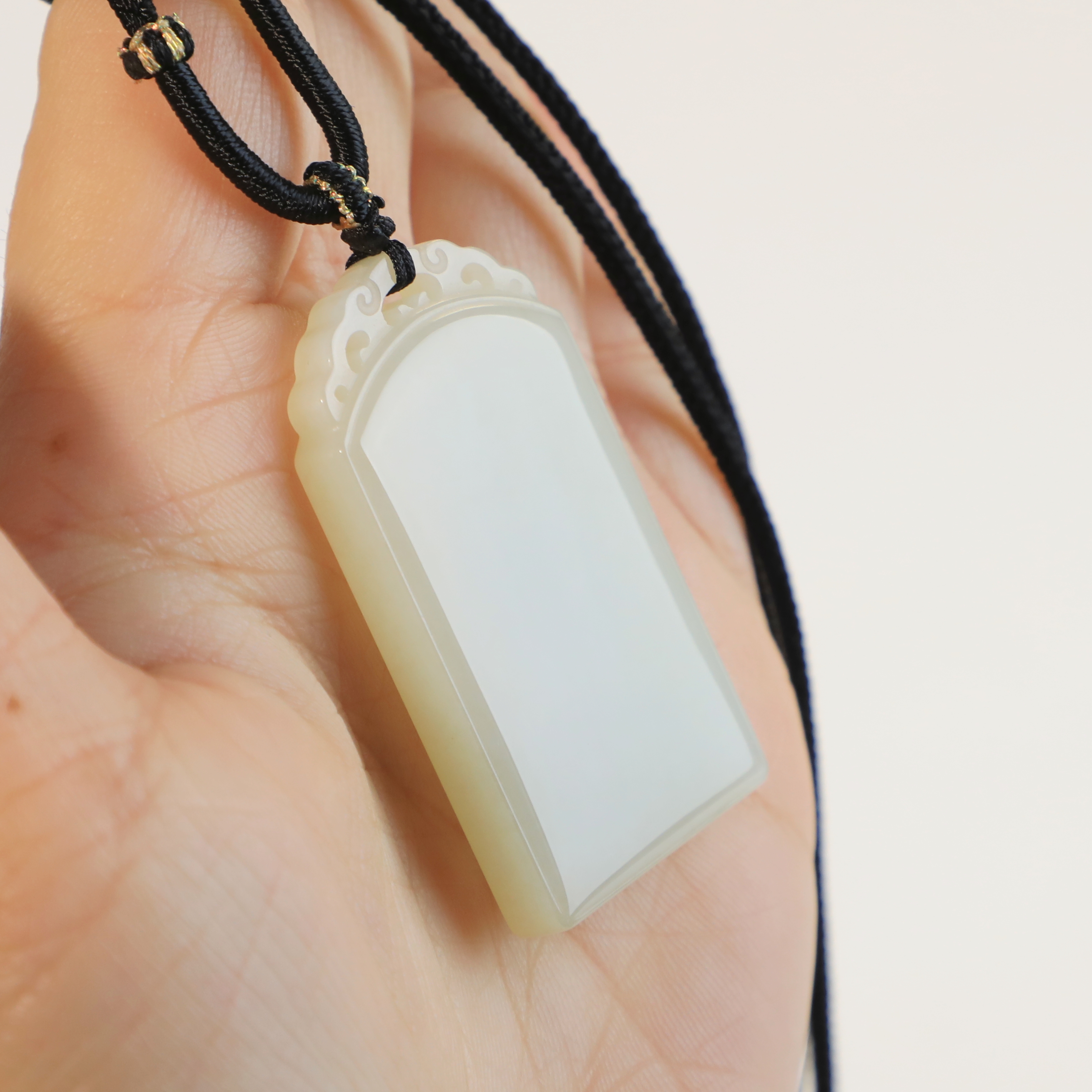 和田玉白玉素牌无事牌吊坠 约25*45*8# QH-SP25X