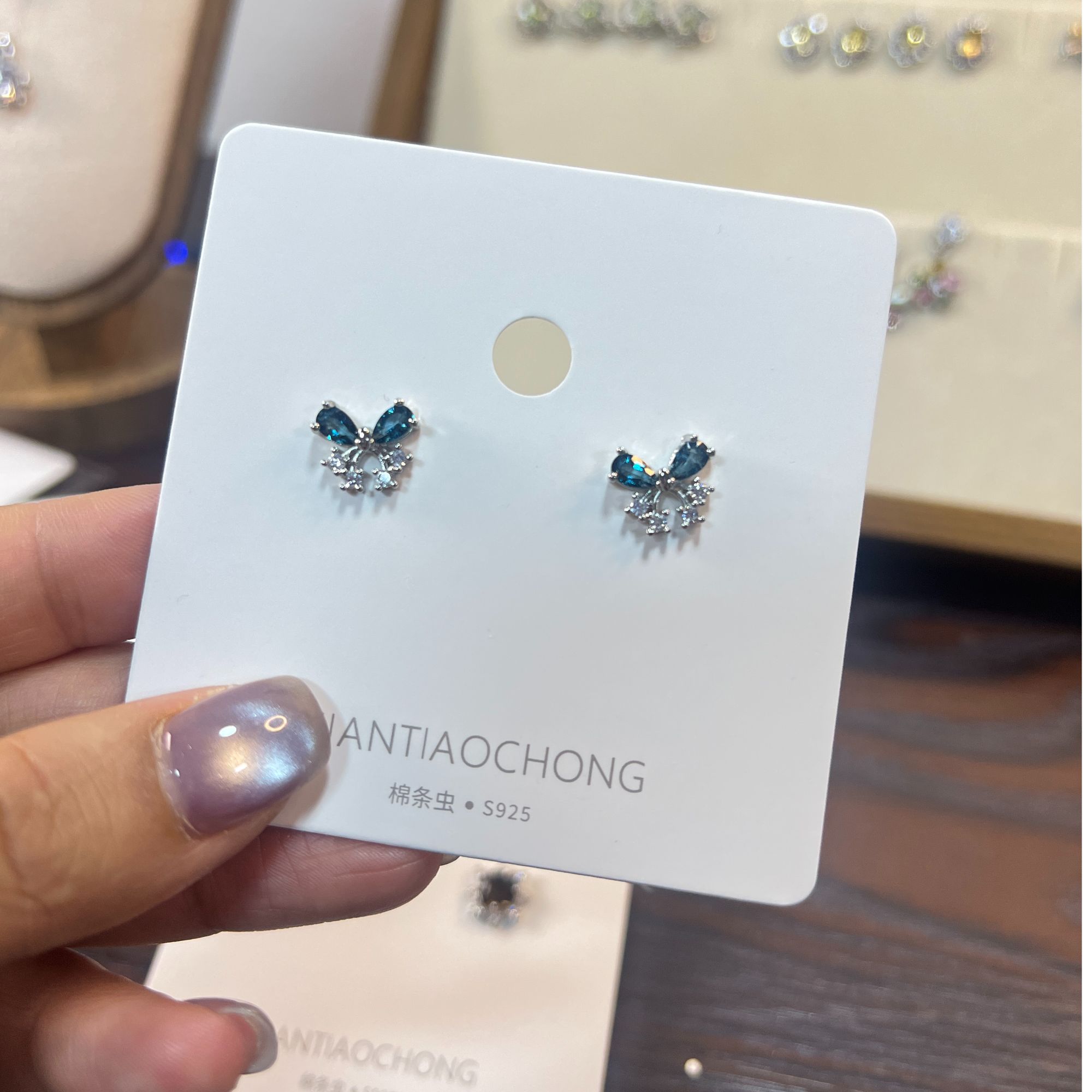 彩色精致清新蝴蝶雪花气质植物花卉耳钉时尚百搭