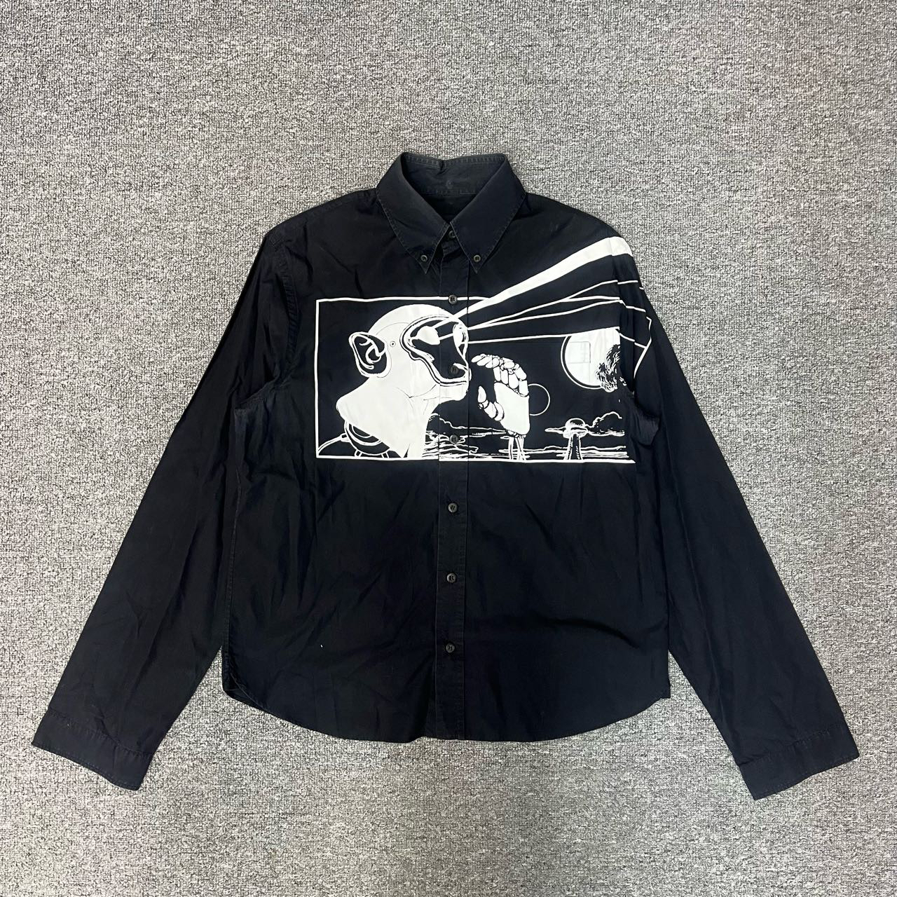 95新 Prada/普拉达 Prada普拉达 黑色猴子秀款长袖衬衫 M码95新