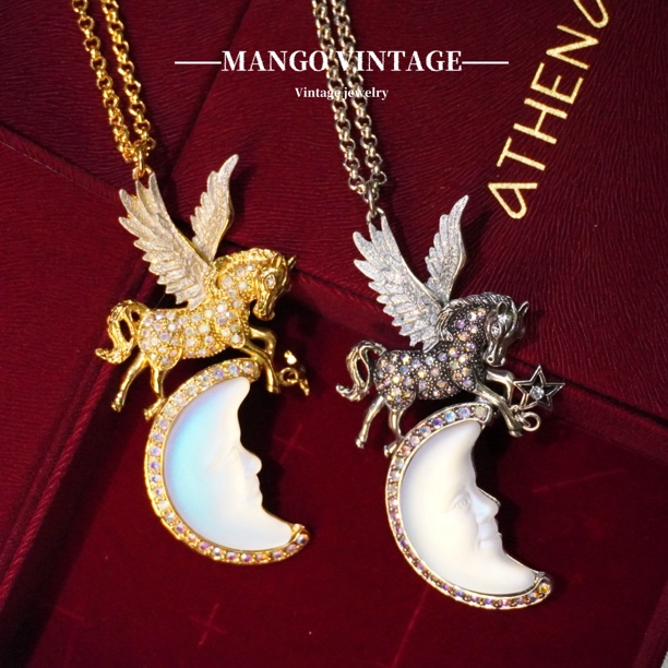 铜合金项链 KirksFolly飞马月亮项链时尚宫廷彩色可爱【中古正品】