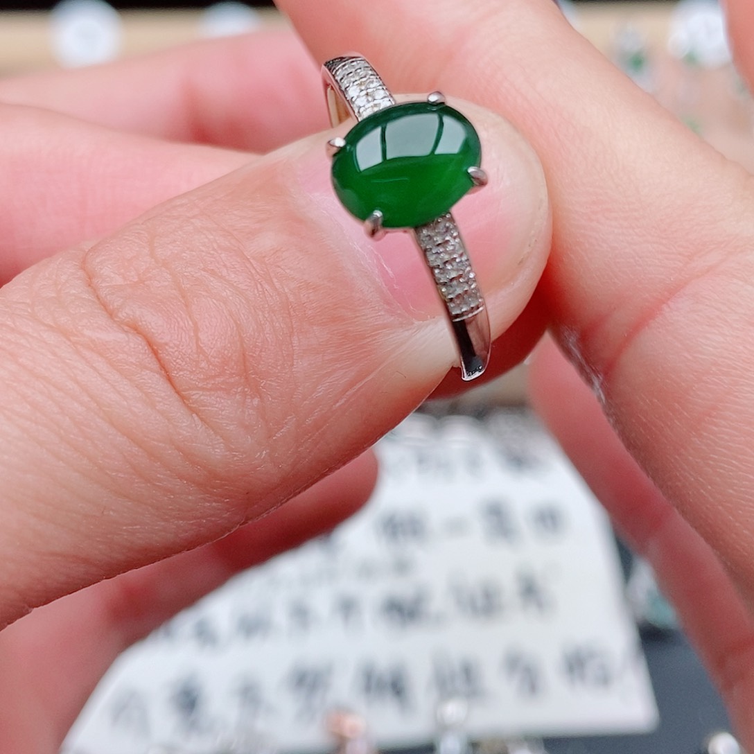 翡翠戒指银S925镶嵌7004562123