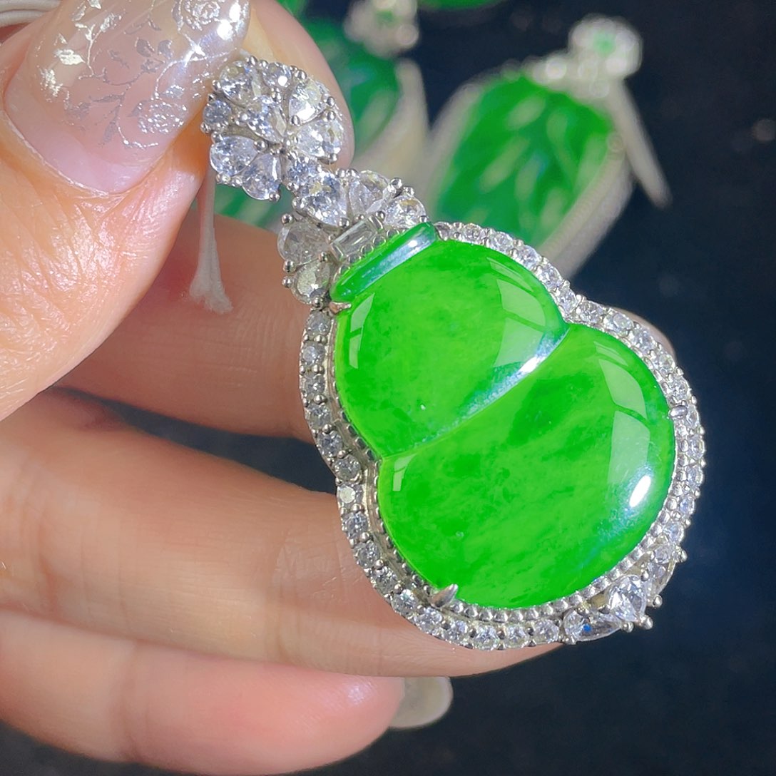 翡翠吊坠(不含链)银S925镶嵌