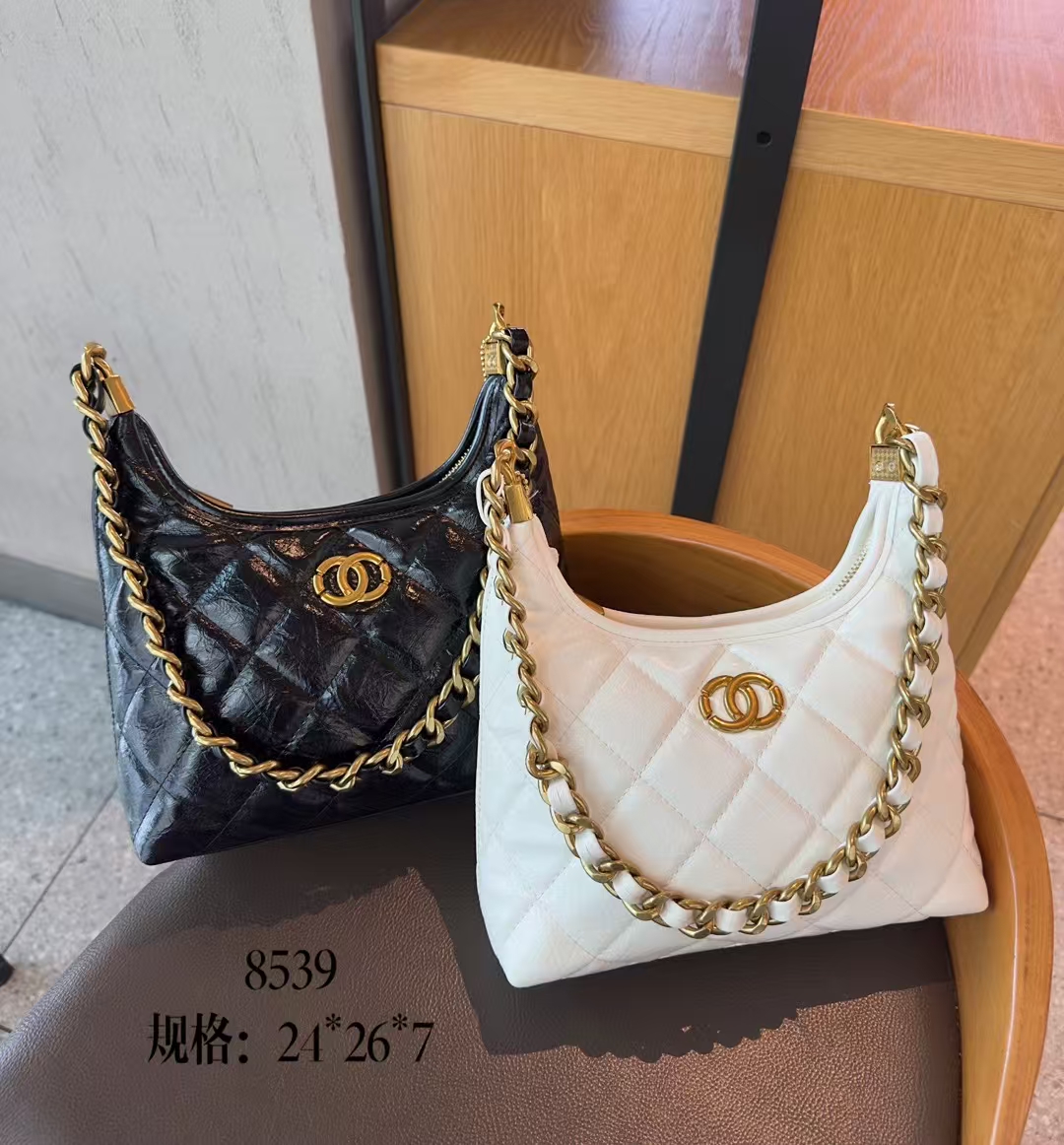 24Cm香风时尚包包新款菱格链条单肩2025腋下高级手提斜挎包托特包