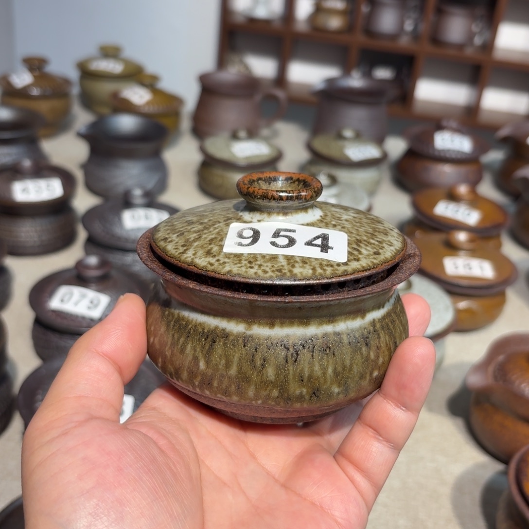 花***业茶具粗瓷茶具素胎无釉盖碗