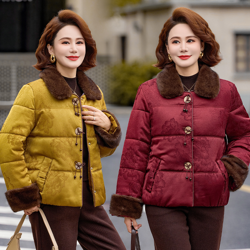 新中式小个子妈妈冬季棉服外套2025新款中老年人女士冬装国风棉服