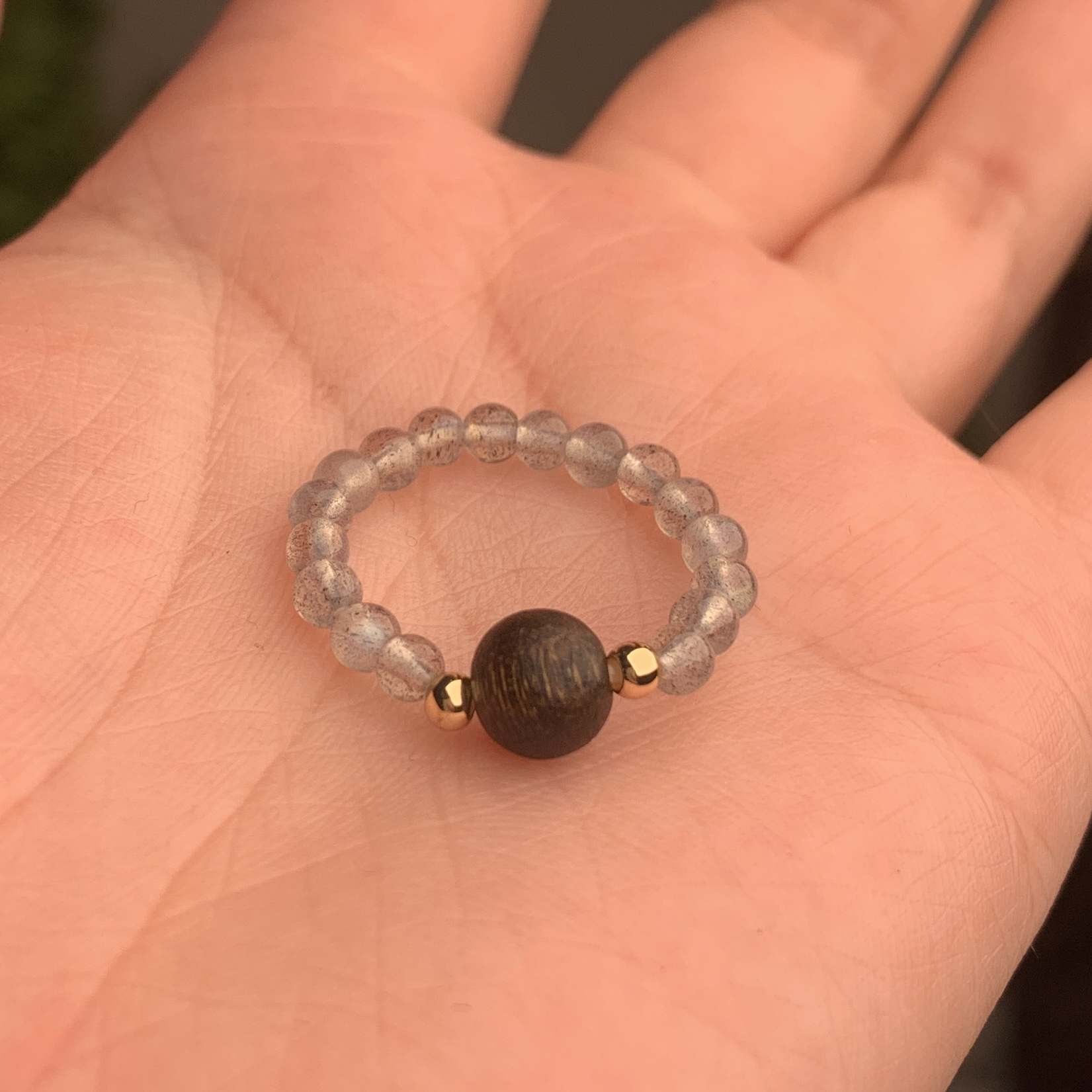 「灰月光+黑棋楠」天然灰月光戒指