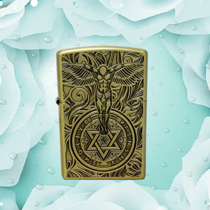 青铜守护天使防风油打火机送男士无油D