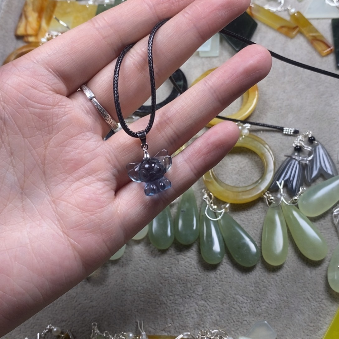 平***台萤石未镶嵌挂件耳饰耳环项链