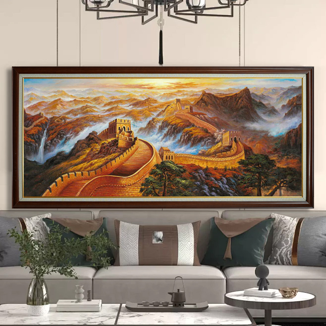 【万里辉映】油画肌理版画客厅沙发背景挂画酒店办公茶室横版装饰画