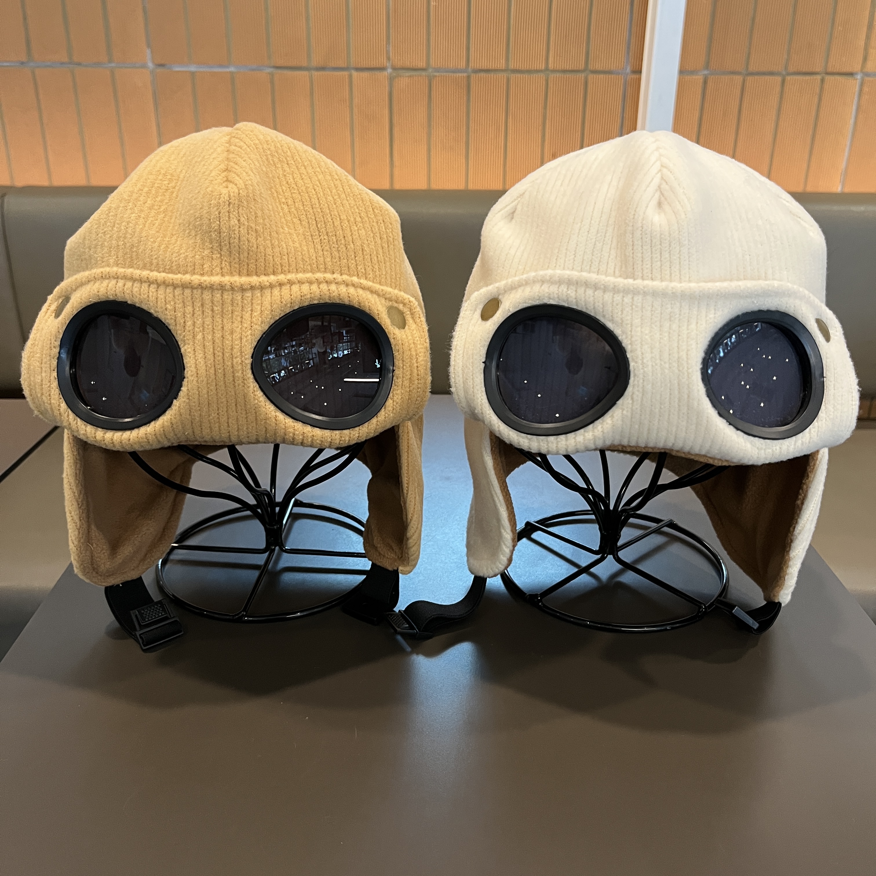 儿童护耳帽冬季新款女孩子加厚加绒带墨镜男童户外骑行防风套头帽