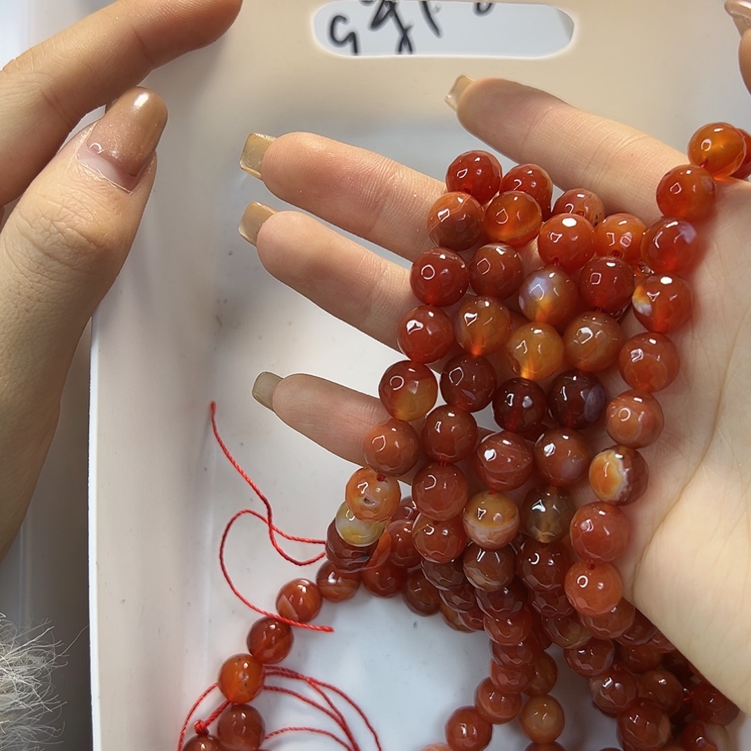 玛瑙/玉髓合金珠宝半成品红玛瑙切卡10一条