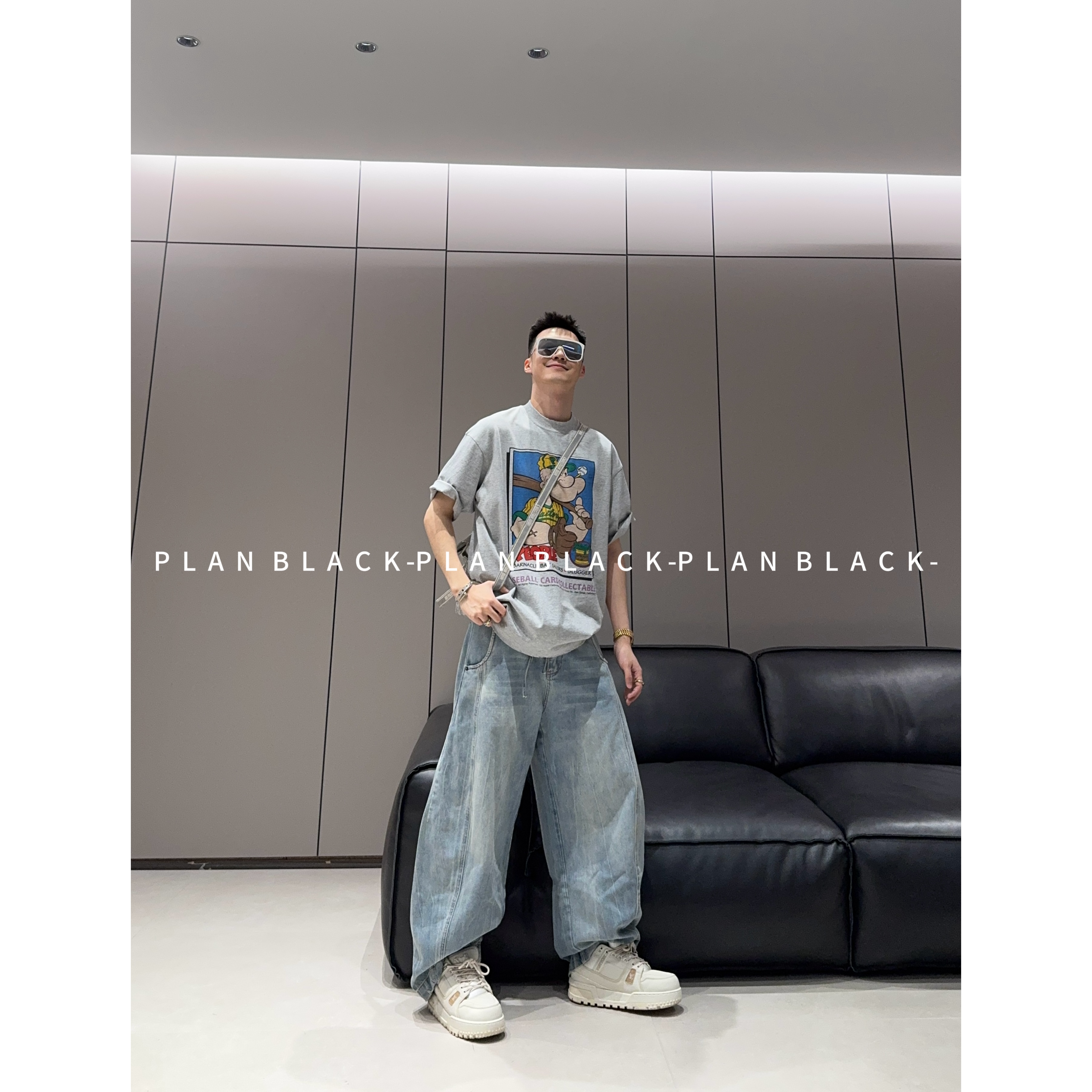 RICH陈发财【大力水手Ⅲ】复古美式潮牌印花T恤小领口男女款6750