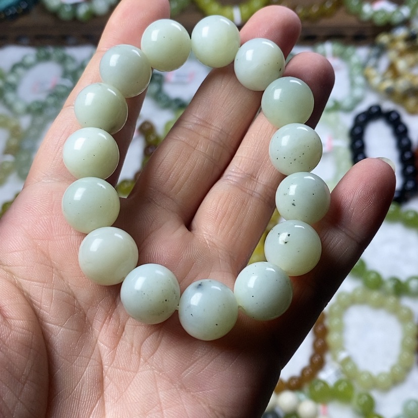 【闪购商品】蛇纹石玉手串未镶嵌卡14