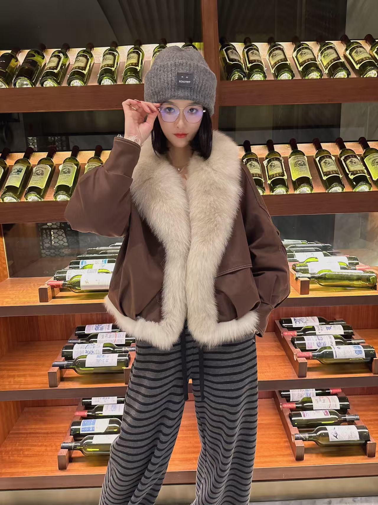 狐狸毛皮草鹅绒派克服2025年新毛毛外套时尚洋气女