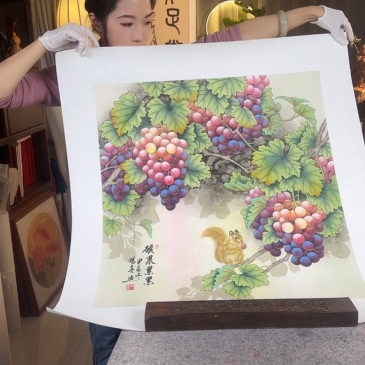 书法伊人阳亮工笔画葡萄