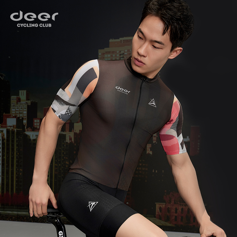 deer小鹿专业骑行服公路车男款夏透气短袖自行车气动上衣修身轻薄