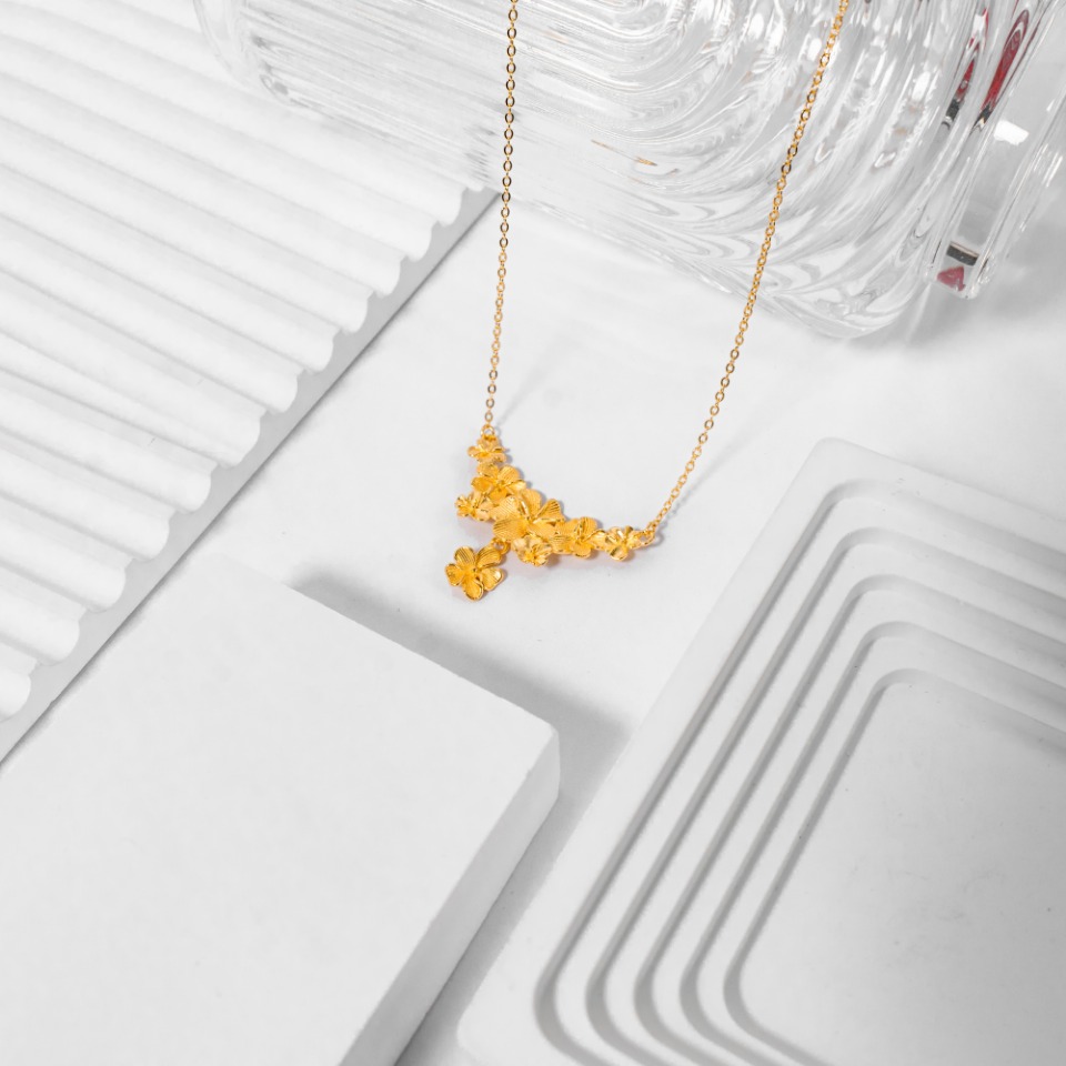 坠链均足银 时尚百搭经典 繁花似锦套链 优雅精致