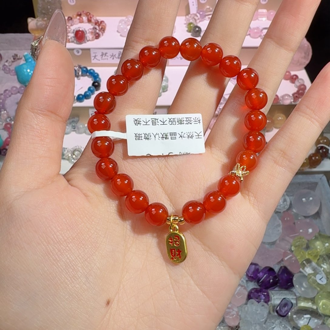 水晶手串未镶嵌红玛瑙