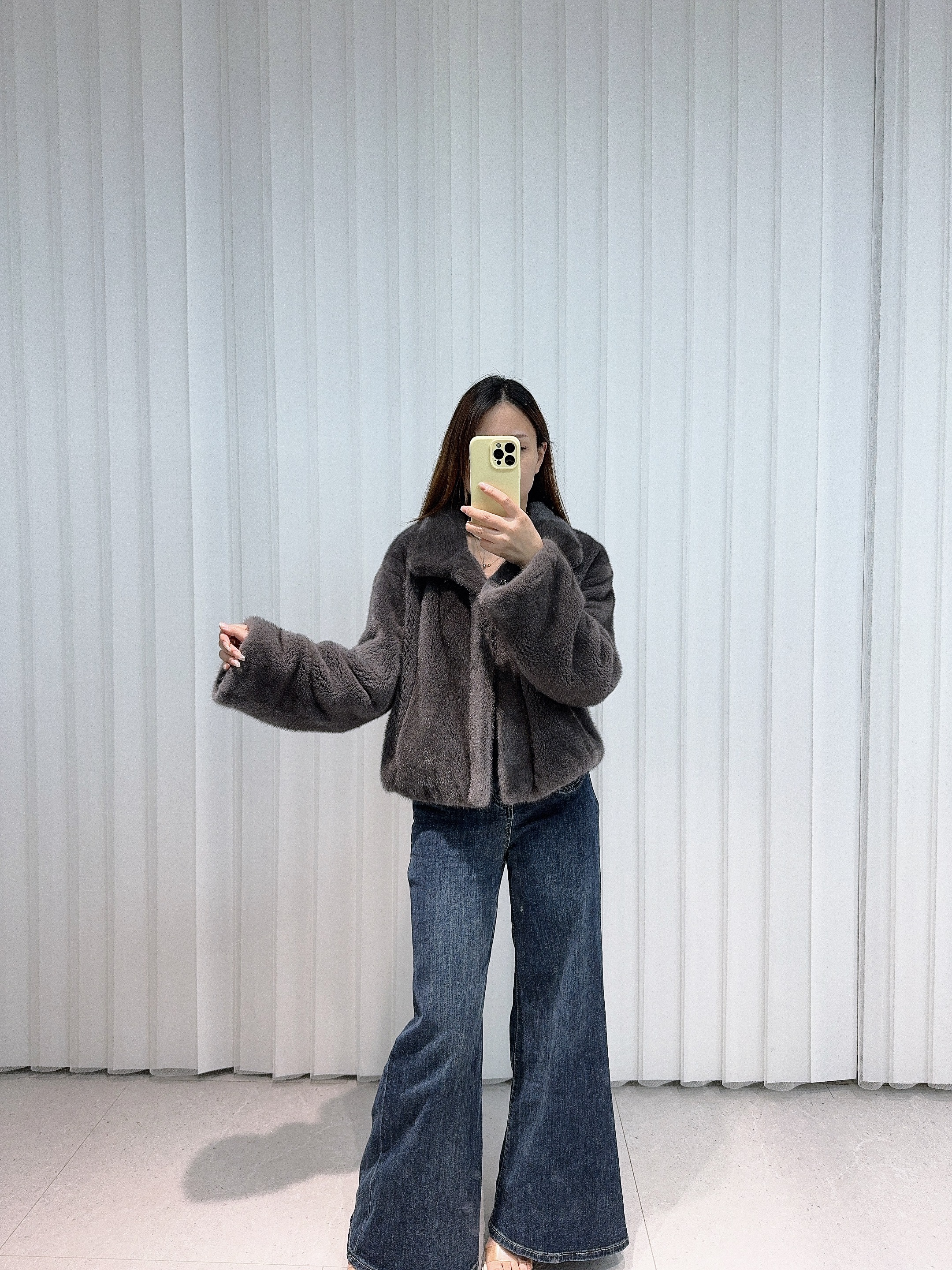 水貂皮草立领翻领