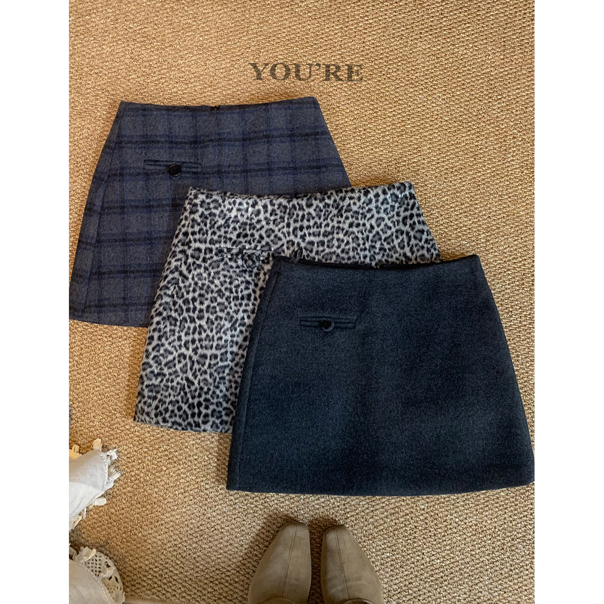 余薇儿—羊毛时尚百搭高腰毛呢短裙YR8869