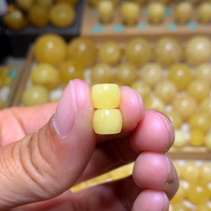 蜜蜡裸石未镶嵌天然俄料黄白花蜜蜡精工直切8