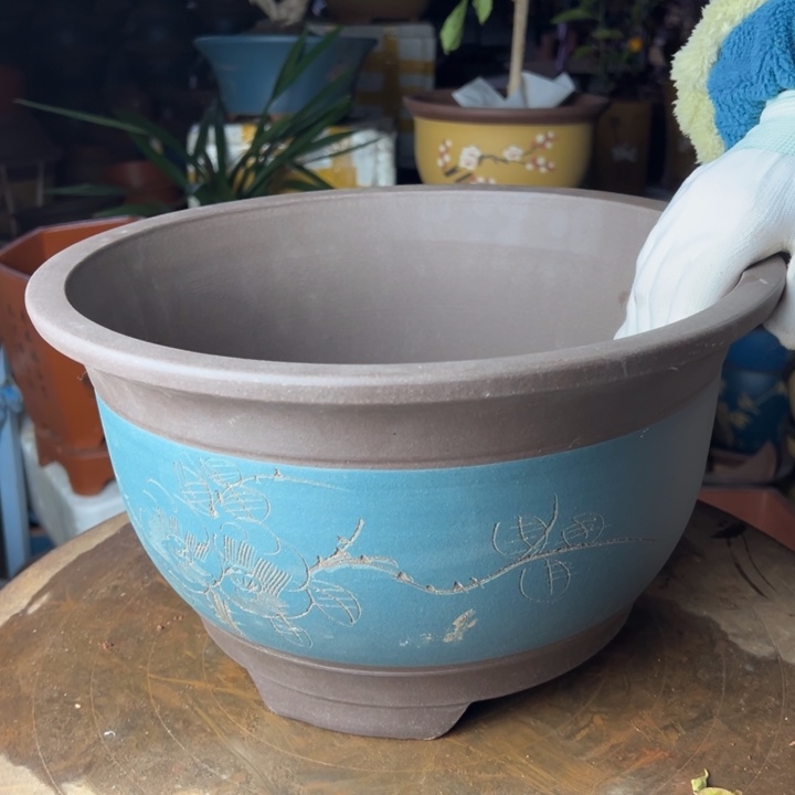 紫砂宜兴紫砂蓝大花盆